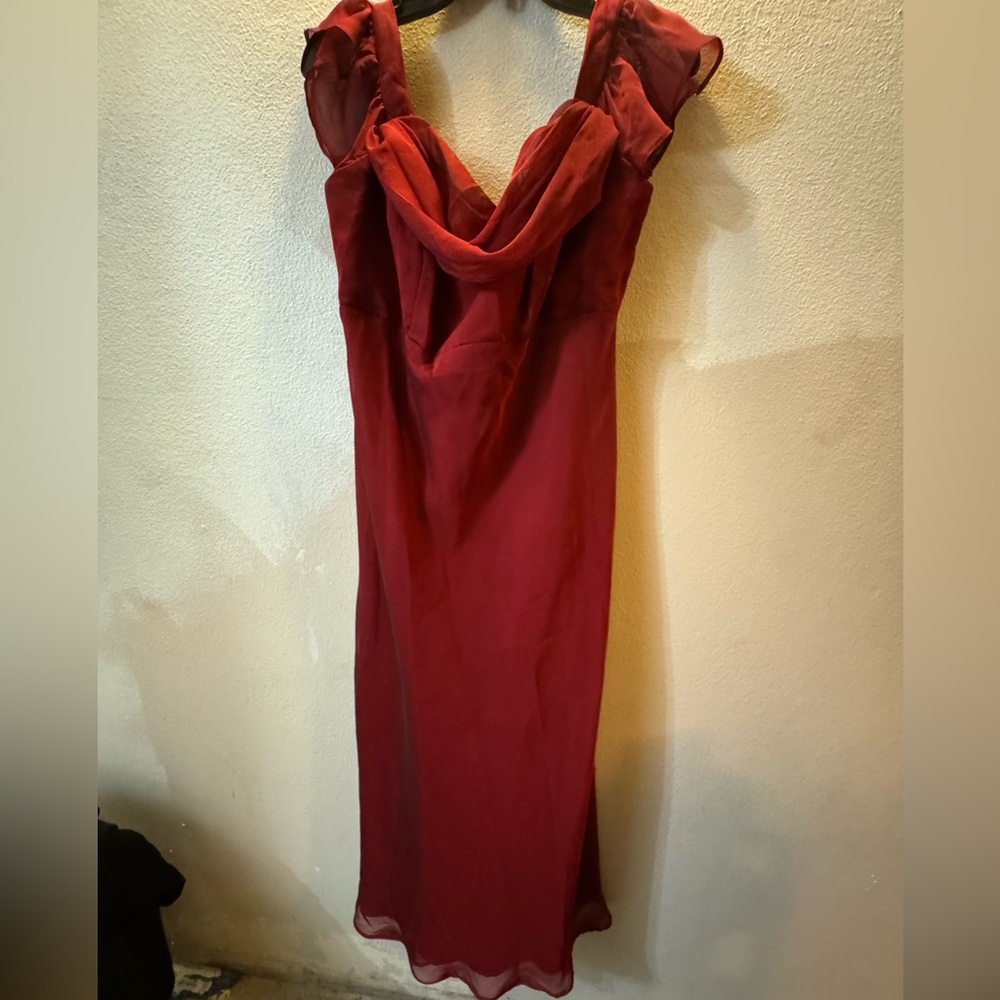 Night Way Collections Burgundy Chiffon Gown